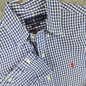 Ralph Lauren Shirt Mens M Blue Gingham Classic Fit Long Sleeve Button Down Pony